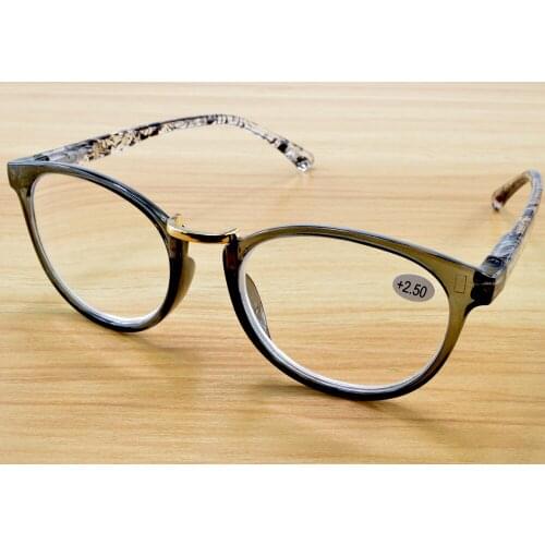 Retro Round Fashion Pattern Women Reading Glasses +0.75 +1 +1.25 +1.5 +1.75 +2 +2.25 +2.5 +2.75 +3 +3.25 +3.5 +3.75 +4