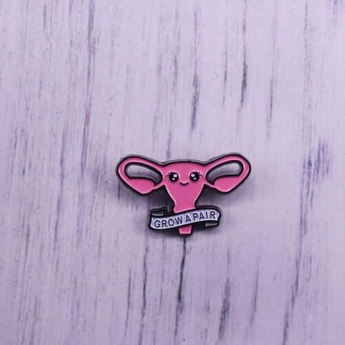 Women uterus ovaries badge feminist jewelry