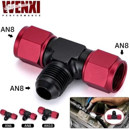 1 Pieces Aluminum Flare Tee Fitting AN6 AN8 AN10 Female Male Tee On Side Thread Water Gas Oil Fitting Adapter Accessories