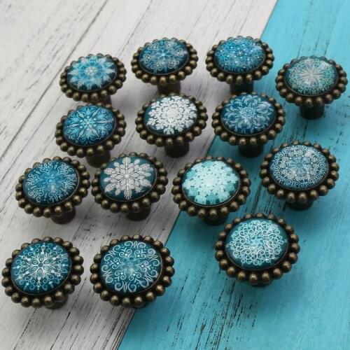 1PC Unique Ancient Glass Knobs Kitchen Cabinet Cupboard Door Knobs Dresser Wardrobe and Drawer Pull handle
