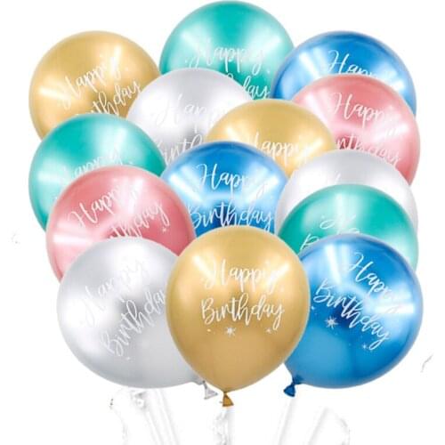 10 pcs 12 inch metal color birthday balloon print happy birthday latex balloon birthday party decoration balloon wholesale