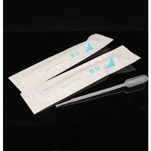 100pcs/lot Lab 1ml 2ml 3ml 3ml-L sterile plastic pasteur pipettes with independent paper-plastic packaging