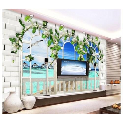 3d wallpaper custom 3d wall murals wallpaper wall Mediterranean mural European arch with 3 d TV background wallpaper home decor