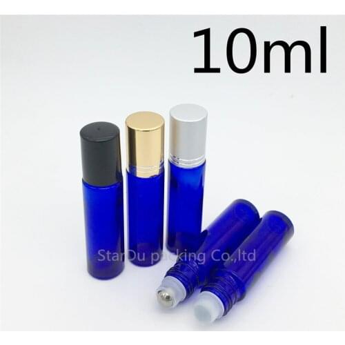 480pcs/lot 10ml blue roll on perfume bottle, 10ml blue essential oil rollon bottles, small glass roller container