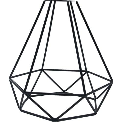 Lampshade Only Retro Metal Wire Cage Diamond Shaped Hanging Pendant Light Shade Chandelier Lamp Cover Without Bulb