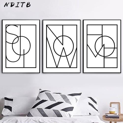 Black White Abstract Canvas Poster Art Geometric Minimalist Print Nordic Style Wall Art Painting Wall Picture for Living Room