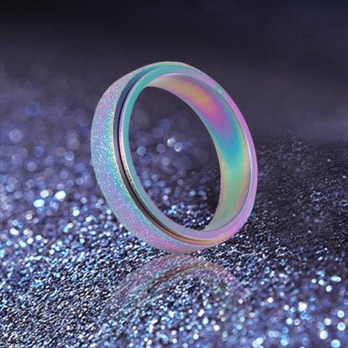 Bohemian Vintage Womens Stainless Steel Spinner Ring Sand Blast Finish Comfort Size 6-13 Design Ring Set Party Jewelry Gift