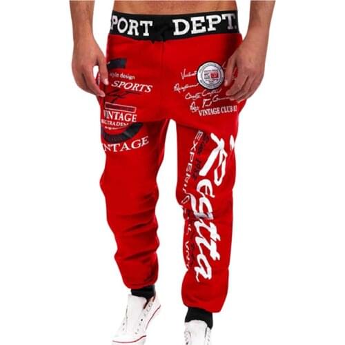 Men Casual pants Hip Hop joggers Loose Letter Print Drawstring Elastic Waist Fashion Long sports Sweatpant Trousers hombre #40