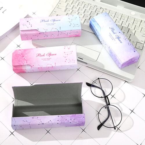 Planet Constellation Flying Elephant Strawberry Leaves Feather Cartoons Flip Glasses Case Universal Glasses Storage Box Case