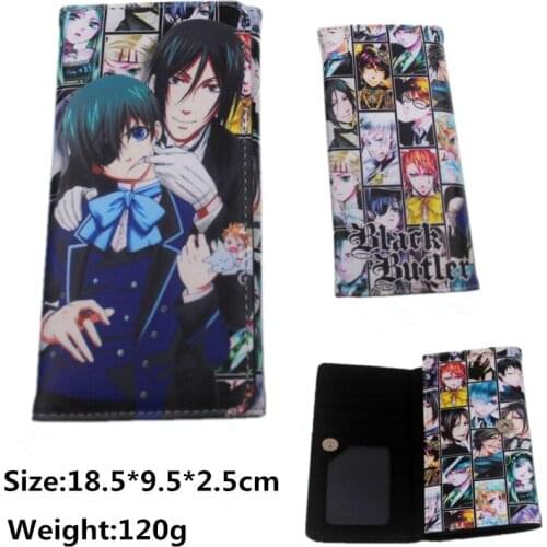 Black Butler Wallets Cartoon Coin Purse Men Long Wallet PU Leather Card Holder Phone Bag Handbags Gift