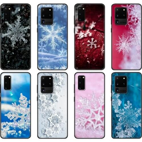 Black tpu Case For Samsung galaxy S20 /S20 PLUS/S20 ultra/S20+ /S20FE back cover snowflake Winter white snow Christmas