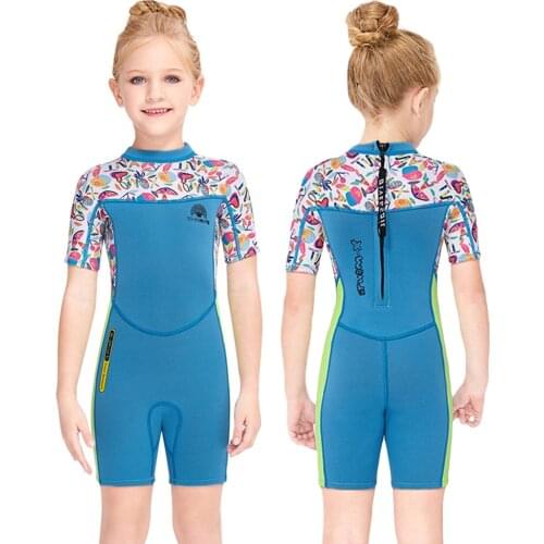 2.5MM Girls Neoprene Wetsuit Children Rash Guard Swimming Surf Windsurf Kitesurf Kids Bathing Suit Scuba Diving Clothes Swimsuit