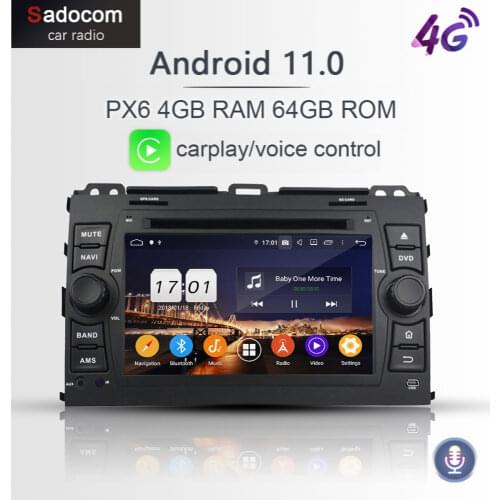 DSP PX6 Android 10.0 4G RAM 64GB ROM 8 Core Car DVD Player Car radio autoradio tuner For Toyota Prado Land Cruiser 120 2006-2010