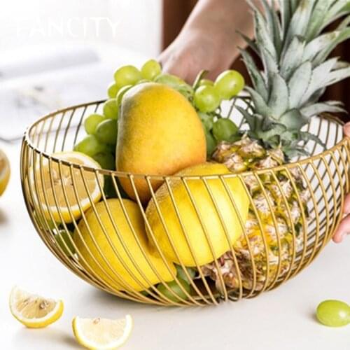 FANCITYC Iron fruit tray modern Nordic minimalist light luxury living room home creative coffee table home snack storage fruit