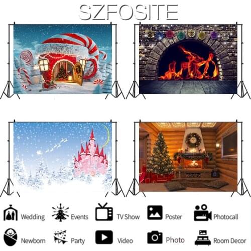 Candy House Castle Christmas Hat Snow Backdrop Holiday Party Children Decorate Kids Baby Bath Newborn Custom Background Photo