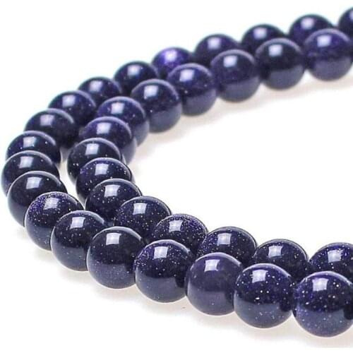 Blue Sand Round Loose Stone Spacer Beads for Jewelry Making DIY Bracelet Accessories