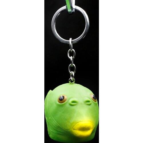 Hot Sale Funny Green Fish Head Mermaid Monster Fish Mask Headgear Creative Keychain Pendant Jewelry