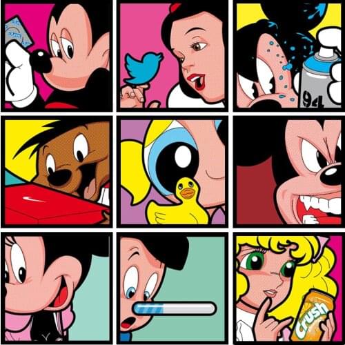 Disney Pop Art Trend Art Spoof Graffiti HD Print Canvas Painting Living Room Bedroom Decoration Painting