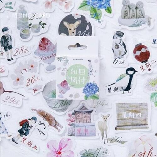 Creative Japanese Style Date Paper Lable Stickers Crafts And Scrapbooking Decorative Lifelog Sticker Lovely Stationery 45PCS/box