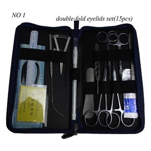Medical Double-fold eyelids tool set plastic surgical instrument stainless steel scissors tweezers suture Card needle line