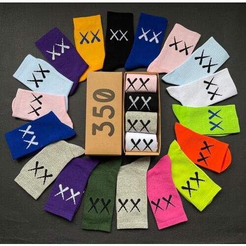 4 Pairs/Box Fashion Socks Colorful Couples Male Tide Street Europe Hip Hop Match Tidal Youth Socks Men and Women Personality New