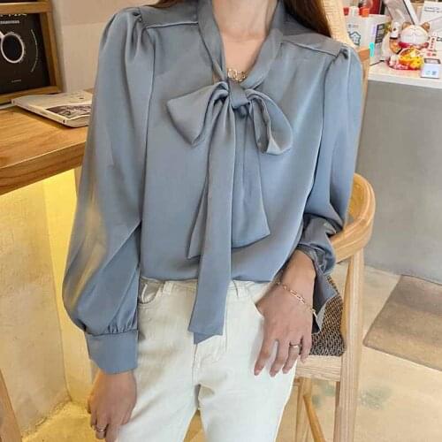 ZAWFL Blusas Mujer De Moda 2021 Pleuche Shirt Puff Sleeve Bow Plus Chic Blouses Women Lace Up Black Blouse Tops