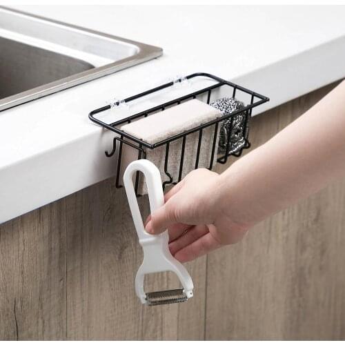 Wall Mounted Wrought Iron Sink Rack Pool Rag Draining Shelf Kitchen Sink Sponge Storage Rack Holder kitchen items cocina