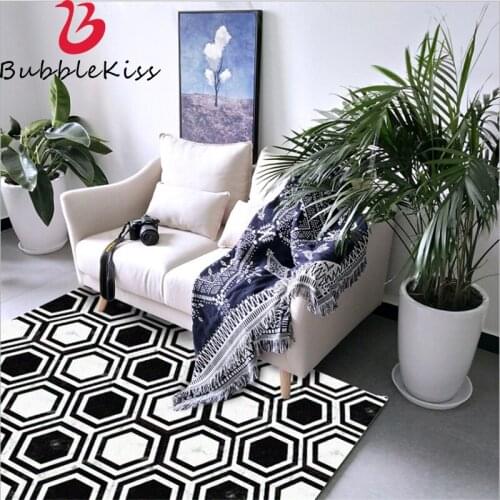 Bubble Kiss Geometric Black White Pattern Rugs Home Decor Non-Slip Customized Carpets for Living Room Kids Room Bedside Mats