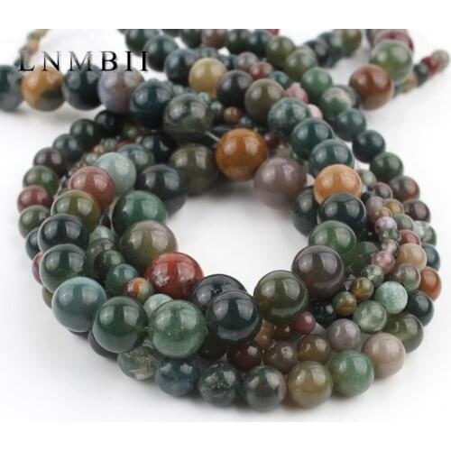 Natural Stone Indian Agates Beads Smooth Round Loose Spacer Beads For Jewelry Making 4 6 8 10 12mm DIY Bracelets Earrings 15Inch
