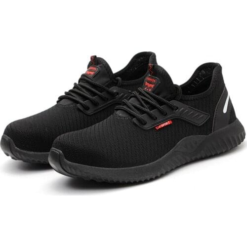 Steel Toe Shoes Men Sneakers Indestructible Working Shoes for Men Safety Boots Breathable Lace Up Ankle Boots Mens Black Shoes