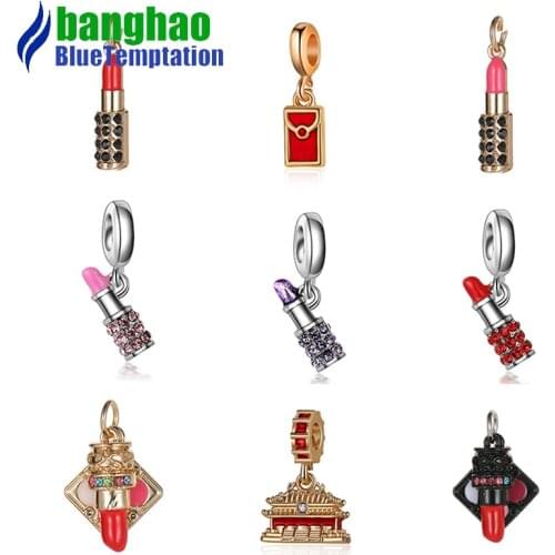 Wholesale DIY charms bijoux jewelry making supplies Lipstick pendant natural stone Accessories for bracelets beads C09-1