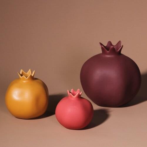 Creative Pomegranate Home Decor Figurines Ceramic Fruit Models Tabletop Decorations Flower Vase/Pot Fashion Practical Design New