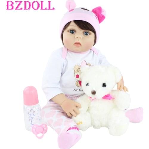 55 CM Full Body Silicone Reborn Toy For Girl Soft Vinyl Alive Babies Dress Up Princess Toddler Doll Child Birthday Gift