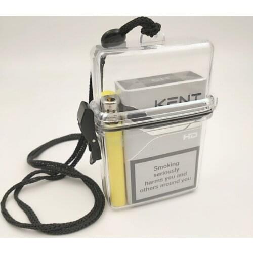 Transparent Waterproof Clear Cigarette Case Box Neck-hung Portable Plastic Lipstick Lighter Card Storage Box Holder Box Holder