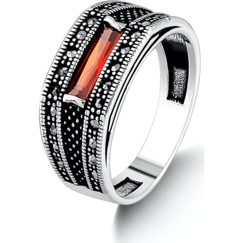 Silver Mini Zircon Gemstone Ring Turkish Men Jewelry Ottoman Ring Solid 925 Sterling Silver Men For Gifts