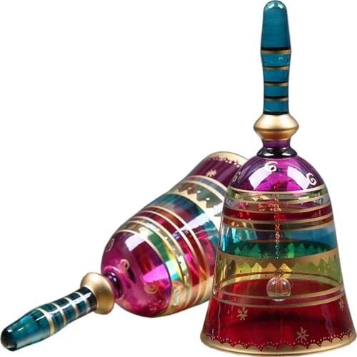 Handmade Call Bell Glass Color Multi-Purpose Bell Craft Wedding Decoration Church Bar Hotel Antique Bell Crafts Glass Bell