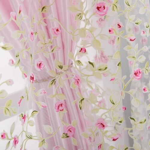 Tulle Curtain For Living Room Bedroom Floral Sheer Window Screen Pastoral style Curtain for Kitchen Lace Blinds Drapes