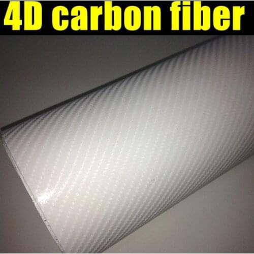 Car styling bright 4D white Carbon Fiber Vinyl film Colored Glossy Carbon Fiber Vinyl Film Auto Wrapping Vinyl Wrap Foil