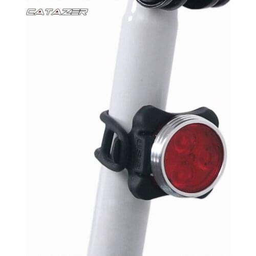 Bike Tail Lamp Rechargeable USB Bicycle Tail Light Taillight MTB Riding Cycling 3 LED Rear Seat Front Light Lamp White/red