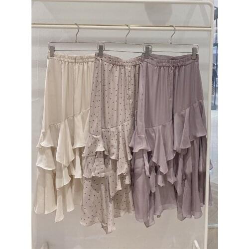 Neploe Chic Irregular Ruffles Patchwork Women Skirt 2021 New Fashion Stretch Waist Jupe Autumn Winter Sweet Fashion Skirts