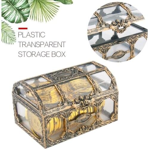 1Pc Plastic Transparent Pirate Jewelry Box Storage Organizer Box Treasure for Jewelry Gem Trinket Box Collectibles Crystal
