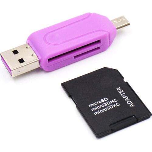 1pc Portable 2 In 1 USB 2.0 OTG Memory Card Reader Adapter Universal Micro USB TF SD Card Reader For Android Computer Laptop