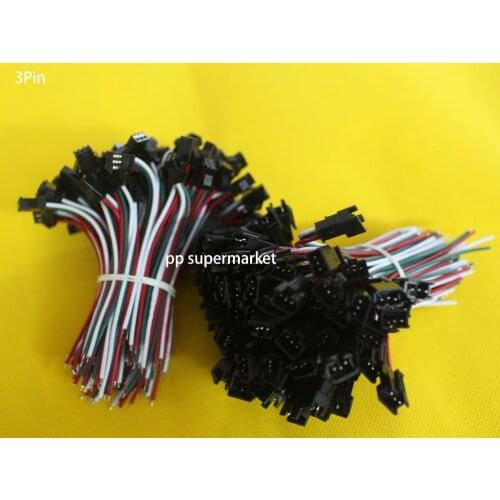 10~100 Pairs 3Pin Connectors Female Male For WS2812B WS2811 WS2812 LED Strip 20AWG cable
