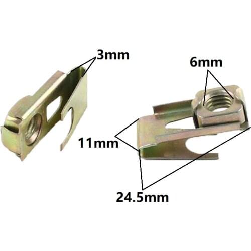 10pcs Auto Body Fixed 8mm Screw M8 Nut Car License Plate Metal U-Type Fastener Clip