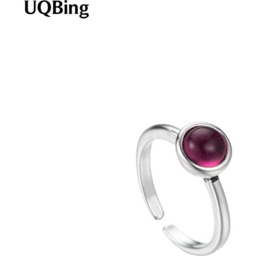 100% 925 Sterling Silver Vintage Red Red Stone Open Rings Jewelry