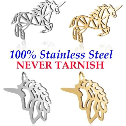 5 Pieces Hollow Unicorn Charm Wholesale 100% Stainless Steel Never Tarnish DIY Jewelry Charms High Polished