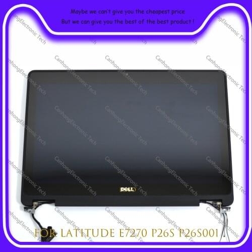 81XDH 12.5" FHD For Dell Latitude E7270 LCD Touch Screen Digitizer Replacement Full Assembly With Hinges