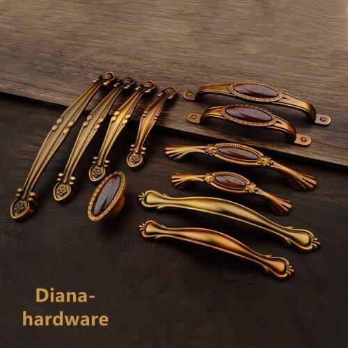 Antique European Door Cabinet Handles and Knobs Zinc Alloy Vintage Drawer Cupboard Knobs and Pulls Wardrobe Furniture Hardware