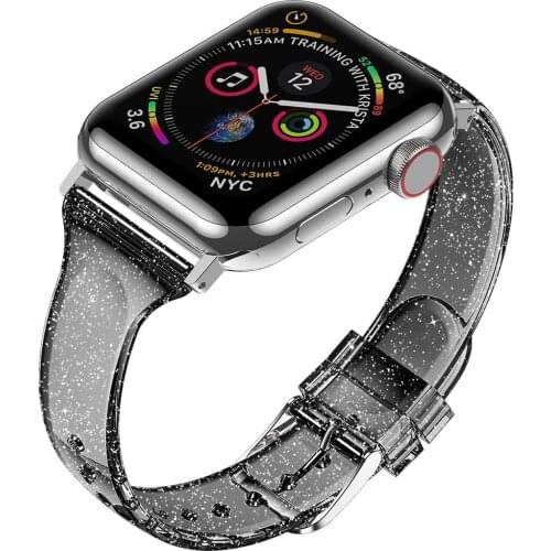 Glitter Strap for apple watch serie 6 se 5 4 3 iWatch band 38mm 42mm Slim Silicone correas bracelet Apple watch band 44mm 40mm