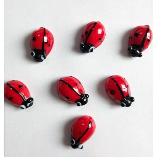 19pcs Multisize Lampwork Beads Ladybird Spacer Colorful Beads for Handmade Jewelry DIY Flower Decoration Accessories Wholesale